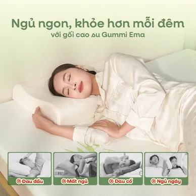 Gối cao su Gummi Ema giảm đau mỏi cổ vai gáy, thiết kế 2 đầu thích hợp cho cả nam và nữ, kích thước 40*60 - Ảnh 8