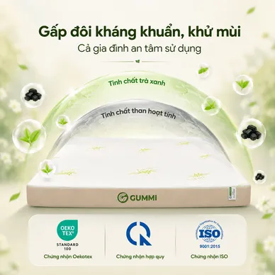 Nệm cao su Gummi Hybrid - công nghệ đa tầng, gấp 2 kháng khuẩn, siêu thoáng mát - Ảnh 10