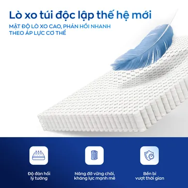 Nệm lò xo túi độc lập thế hệ mới Amando Goodnight Magic nâng đỡ êm ái 20cm - Ảnh 5