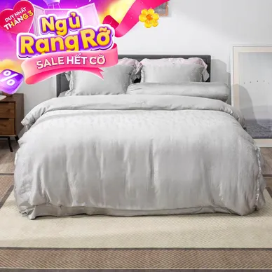Bộ chăn ga Lụa tencel cao cấp Amando Lagom 5 chi tiết Màu Xám - Thumbnail
