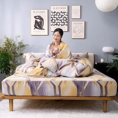 Bộ ga chun Lụa tencel cao cấp Amando Bliss 4 chi tiết mã TC007 - Thumbnail