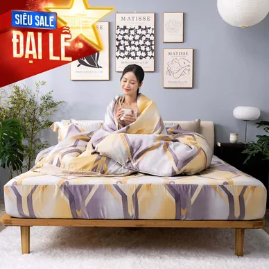 Bộ ga chun Lụa tencel cao cấp Amando Bliss 4 chi tiết mã TC007 - Thumbnail