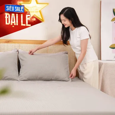 Bộ ga chun polyester gấm Amando Ellie đơn sắc 4 chi tiết Màu Xám - Thumbnail