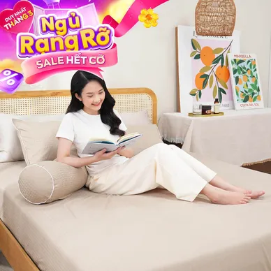 Bộ ga chun polyester gấm Amando Ellie đơn sắc 4 chi tiết Màu Be - Thumbnail