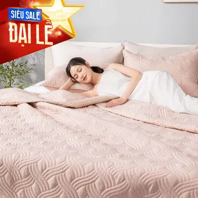 Bộ chăn chần, vỏ gối Microfiber mềm mại, kháng khuẩn Amando Luna 3 chi tiết - Thumbnail