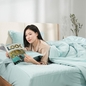 Bộ ga chun chăn chần Amando thêu cotton satin màu xanh lá - Ảnh thumb 10