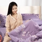 Bộ ga phủ chăn chần Amando thêu cotton satin màu tím - Ảnh thumb 4