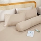 Bộ ga chun polyester gấm Amando Ellie đơn sắc 4 chi tiết Màu Be - Ảnh thumb 5
