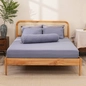 Bộ ga chun polyester gấm Amando Ellie đơn sắc 4 chi tiết Màu Xanh dương - Ảnh thumb 5