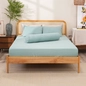 Bộ ga chun polyester gấm Amando Ellie đơn sắc 4 chi tiết Màu Xanh ngọc - Ảnh thumb 2
