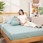Bộ ga chun polyester gấm Amando Ellie đơn sắc 4 chi tiết Màu Xanh ngọc - Ảnh thumb 1